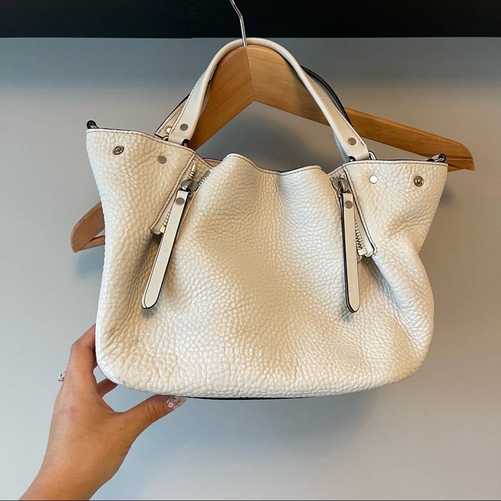 Burberry Bucket Bag Purse White Leather